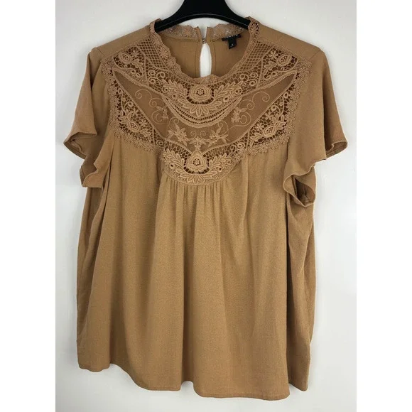 Torrid Washable Crinkle Gauze Yoke Flutter SS Top Plus Size 2 2X Boho Festival - Picture 13 of 14